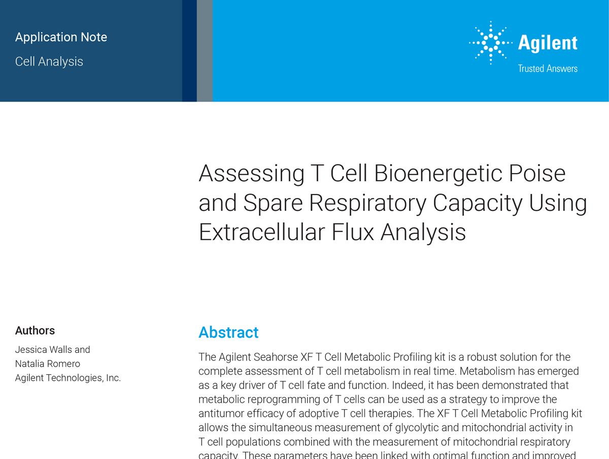 Assessing T cell bioenergetic poise and spare respiratory capacity using extracellular flux analysis