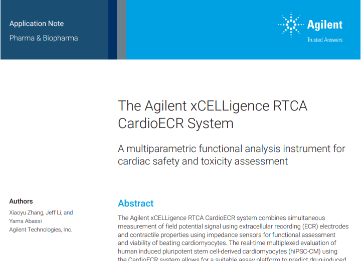 The Agilent xCELLigence RTCA CardioECR System