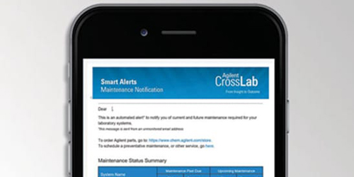 Agilent Smart Alerts software on mobile device